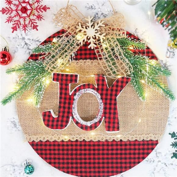 Merry Christmas Sign - Buffalo Plaid Christmas Door Decorations, Christmas Decor - Picture 7 of 7